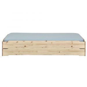 Pack 2 lits empilables et 2 matelas bois massif 90x190 cm