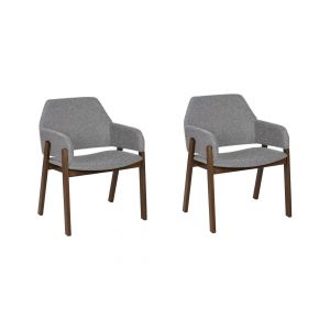 Lot de 2 chaises de salle &agrave; manger en tissu gris 57x80cm
