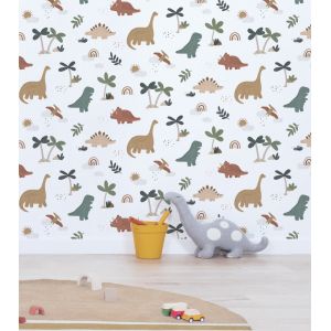 papier peint enfant dinosaures 50 cm x 10 m