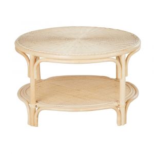 Table basse ronde 2 plateaux en rotin D71