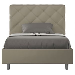 Lit coffre rembourr&eacute; 120x190 similicuir cappuccino