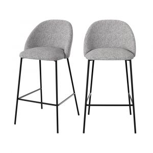 Lot de 2 chaises pour &icirc;lot central 66 cm en tissu chin&eacute; gris clair