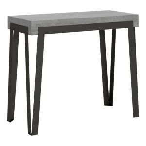 Console extensible effet b&eacute;ton gris 90x40/196 cm