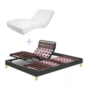 Lit electrique, matelas &agrave; m&eacute;moire de forme, contour tissu 140x190cm