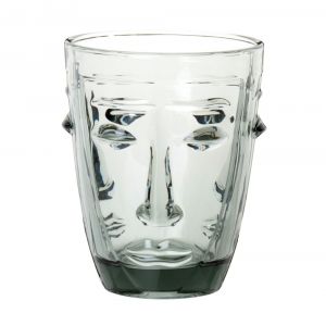 Gobelet visage en verre teint&eacute; gris