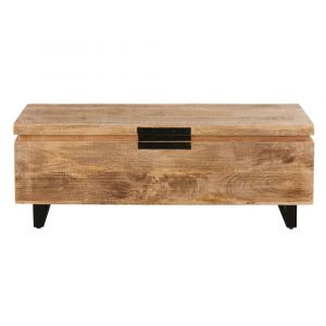 Coffre en bois de manguier et m&eacute;tal