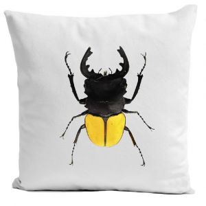 Coussin insecte cabinet de curiosit&eacute; su&eacute;dine blanc 40x40cm