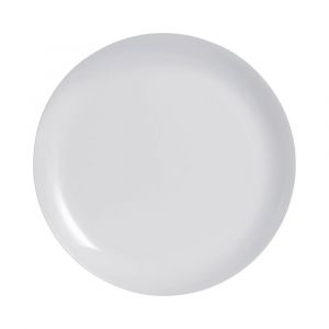 Assiette plate grise en verre opale extra r&eacute;sistant D25cm