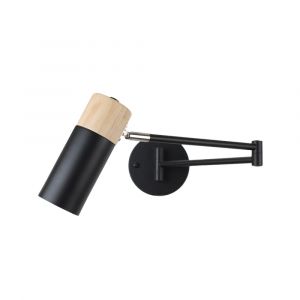 Applique murale bois et m&eacute;tal noir avec bras extensible