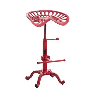 Tabouret de bar industriel r&eacute;glable en m&eacute;tal Rouge