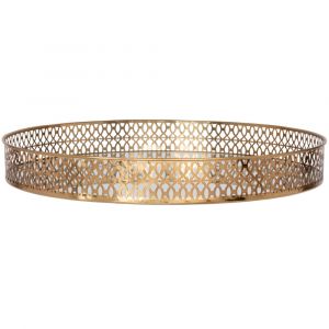 Plateau avec frise en m&eacute;tal dor&eacute; D40