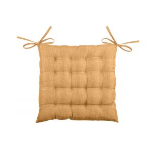 Galette de chaise unie en 16 points polyester jaune ocre 40x40 cm