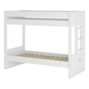 Lit superpos&eacute; avec matelas bois massif blanc 80x190 cm