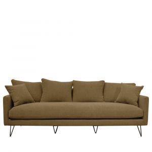 Canap&eacute; convertible 4 places tissu pieds &eacute;pingles noirs - Caramel chin&eacute;