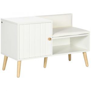 Banc meuble &agrave; chaussures 2 en 1 style scandinave bois pin blanc