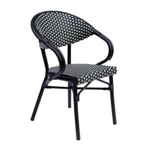 Fauteuil de terrasse bistrot parisien en aluminium noir