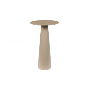 Sellette ronde en c&eacute;ramique et pied central beige D40