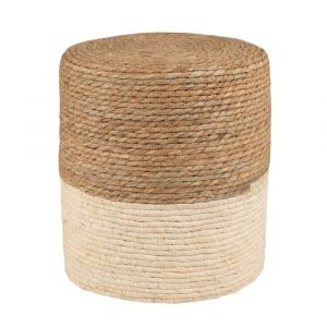 Pouf tressé beige et brun