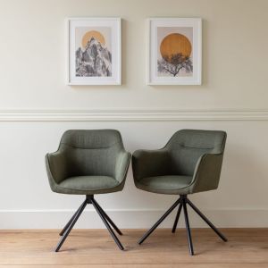 Lot de 2 chaises en tissu vert