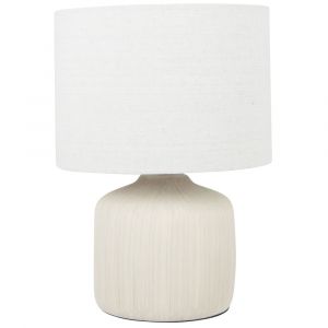 Lampe en c&eacute;ramique &eacute;cru et abat-jour en polyester recycl&eacute;