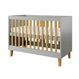 Lit b&eacute;b&eacute; 60x120 Gris et Ch&ecirc;ne