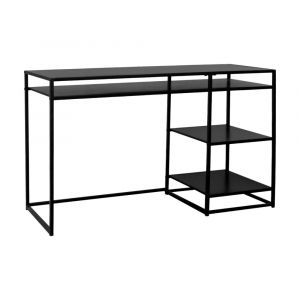 Bureau avec casier et deux &eacute;tag&egrave;res en m&eacute;tal noir