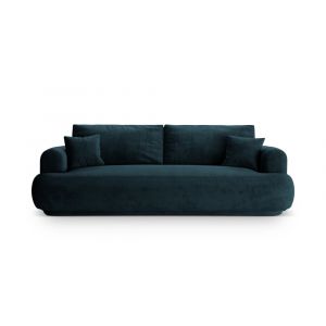 Canapé convertible box de rangement 3 places velours pétrole profond
