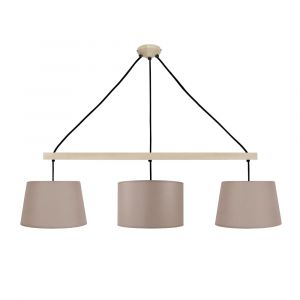 Lustre bois H80cm naturel;Abat-jour: multicolore