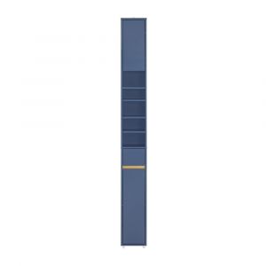 Colonne &eacute;troite avec 2 portes et 5 compartiments effet bois bleu