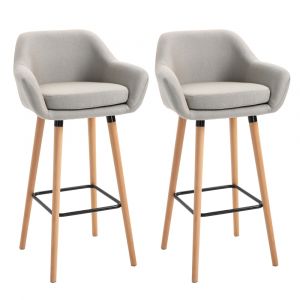 Lot de 2 tabourets de bar style scandinave repose-pieds et accoudoirs