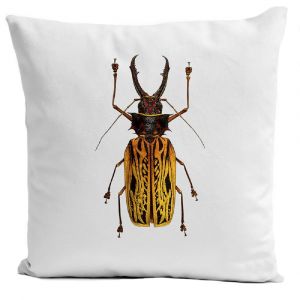 Coussin insecte cabinet de curiosit&eacute; su&eacute;dine blanc 40x40cm