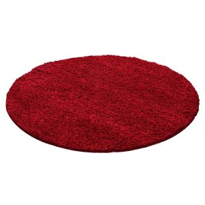 SHAGGY - Tapis Uni Rond - Rouge 120 x 120 cm
