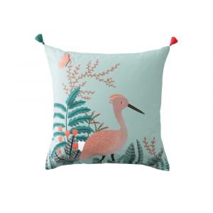 Taie d'oreiller carrée coton imprimé multicolore 64 x 64 cm