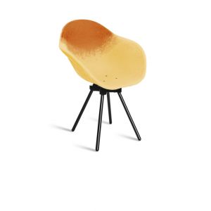Fauteuil en plastique recyclé jaune, pied en acier revalorisé