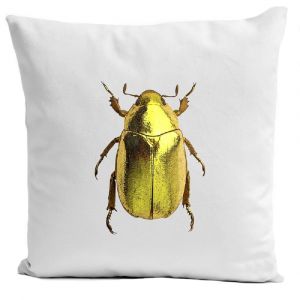 Coussin insecte cabinet de curiosit&eacute; su&eacute;dine blanc 40x40cm