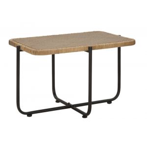 Table basse en fer et bois noir et marron 75x55x46,5  cm