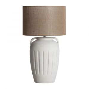 Lampe de salon en c&eacute;ramique blanc cass&eacute;  en 40x40x73 cm