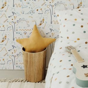 Papier peint panoramique enfant dinosaures lines terra cotta 450x250cm