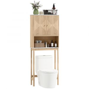Meuble WC dessus de toilette placard &agrave; double porte ch&ecirc;ne