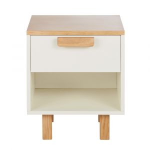 Table de chevet 1 niche 1 tiroir blanc cr&egrave;me