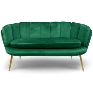 Canap&eacute; 2 places arrondi brenda velours vert pieds or