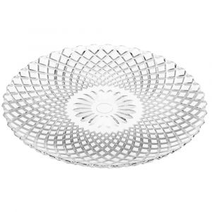 Assiette transparente verre &agrave; motifs harlequin 25x25x2cm