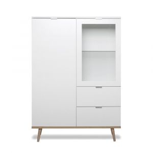 Vaisselier avec 2 portes 2 tiroirs H140 x L100 cm - Blanc