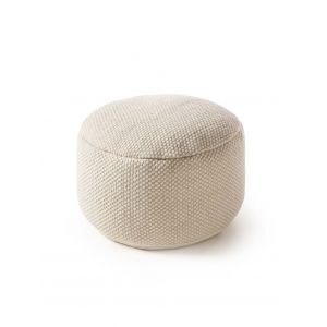 Pouf en laine fait main blanc 55x55x30