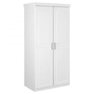 Armoire  2 portes + penderie bois massif vernis blanc