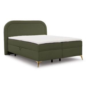 Lit boxspring 140x200 avec coffre de rangement et pieds dor&eacute;s