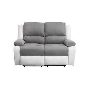 Canap&eacute; de relaxation &eacute;lectrique 2 places gris et PU blanc - VALIA
