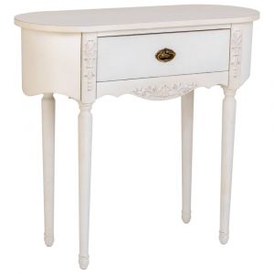 Console en bois laqué blanc vieilli avec 1 tiroir 88x36x80h cm