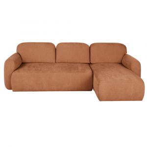 Canap&eacute; d'angle convertible 3/4 places en tissu recycl&eacute; rouge brique