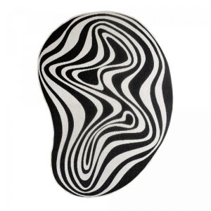 Tapis rond d'extérieur, kilim reversible, noir et blanc 120x170